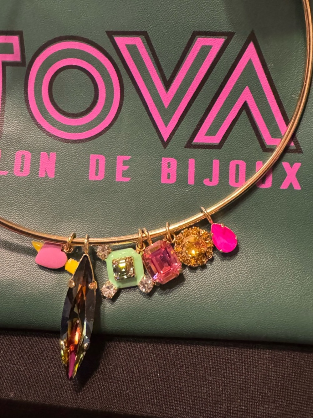 TOVA Gold Choker Necklace with Multicolor Charms Retail $160 - Picture 2 of 3